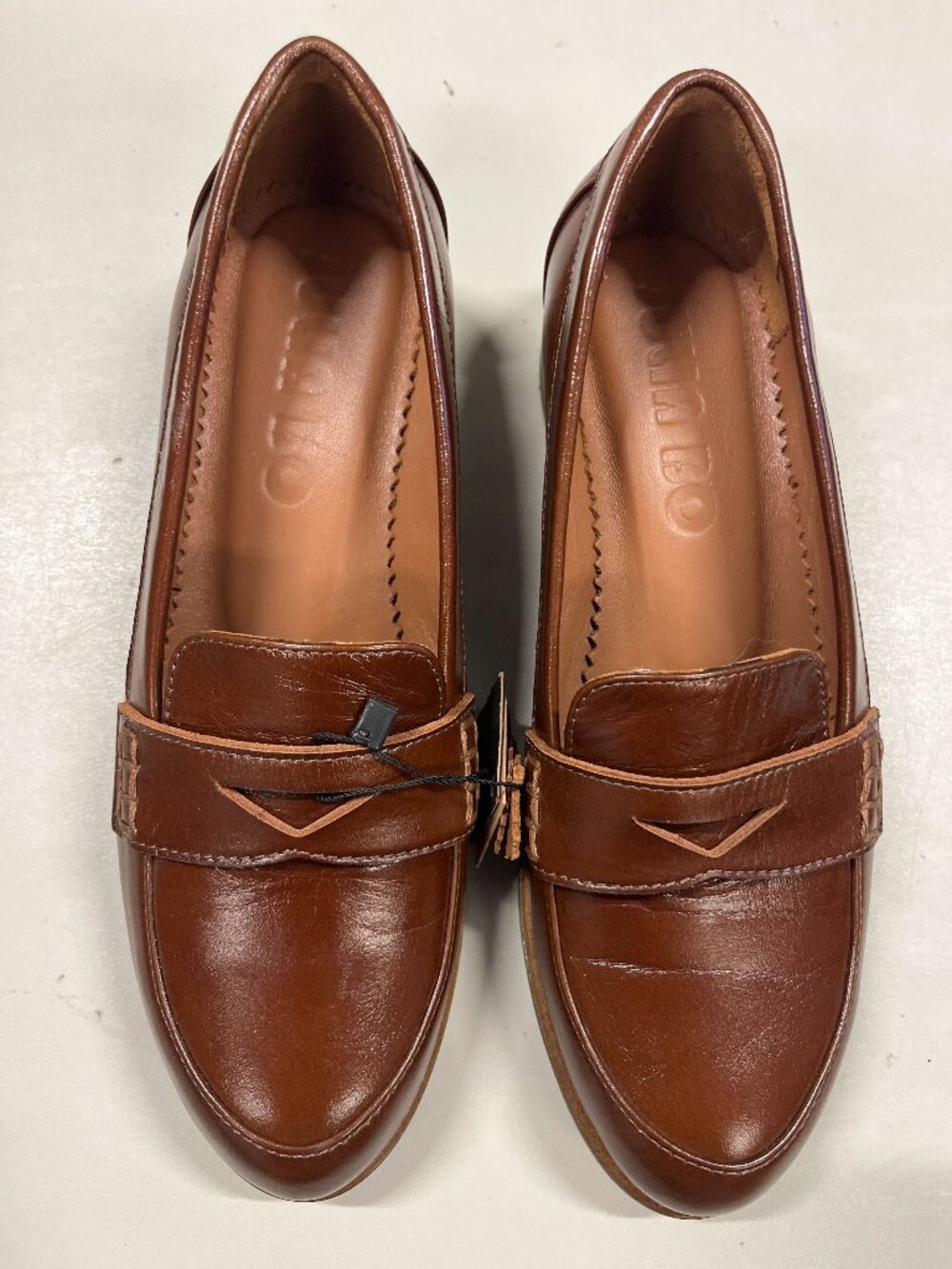 Women's brown leather loafers, brown slip on flats